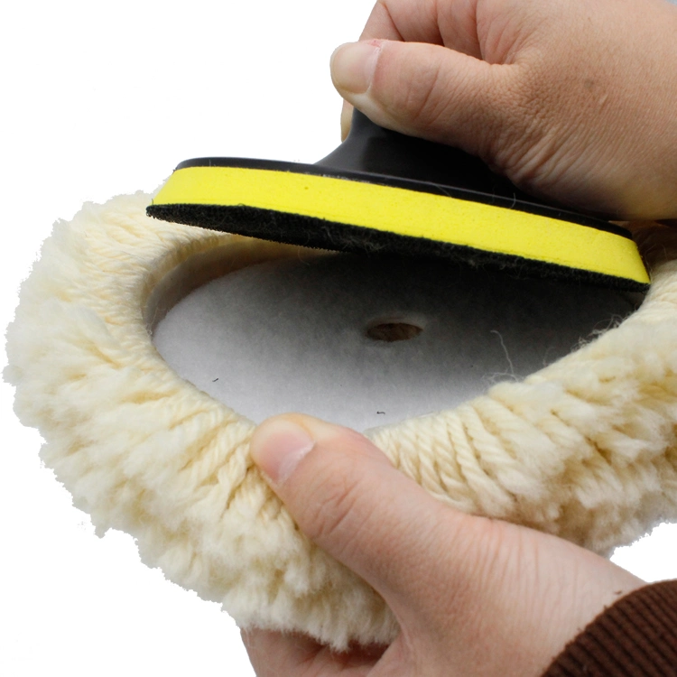 Pad de laine blanche jaune pour le polissage des voitures, fournitures de nettoyage de voiture polyvalentes 4